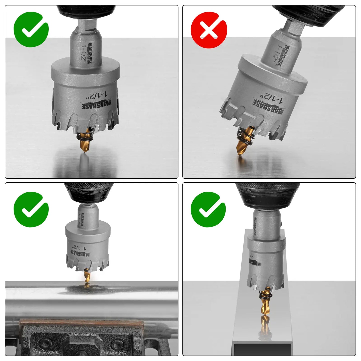 TCT Carbide Hole Saw Kit 5/8"-2-1/4" Metal Hole Cutter Set for Stainless Steel Iron Copper Brass
