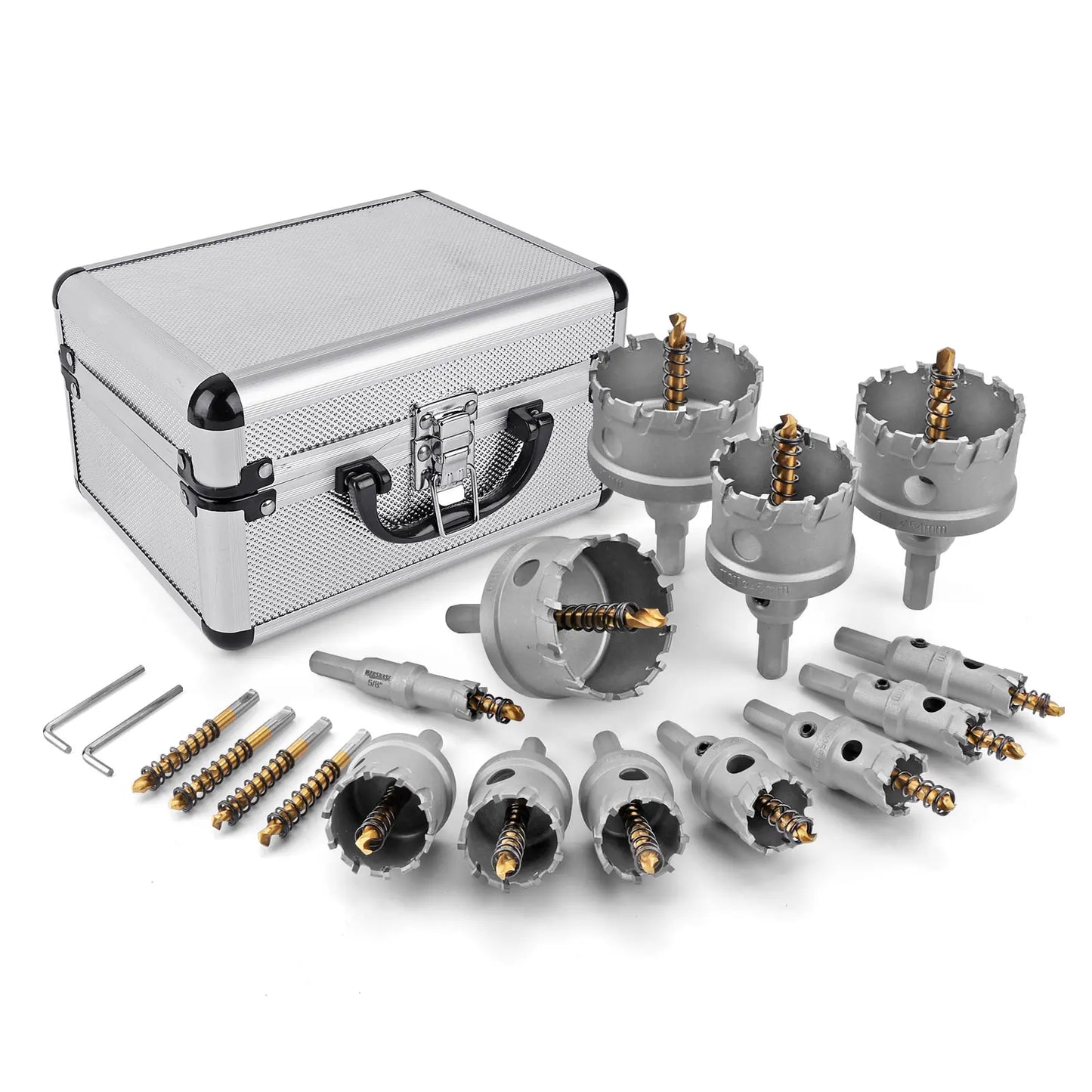 TCT Carbide Hole Saw Kit 5/8"-2-1/4" Metal Hole Cutter Set for Stainless Steel Iron Copper Brass