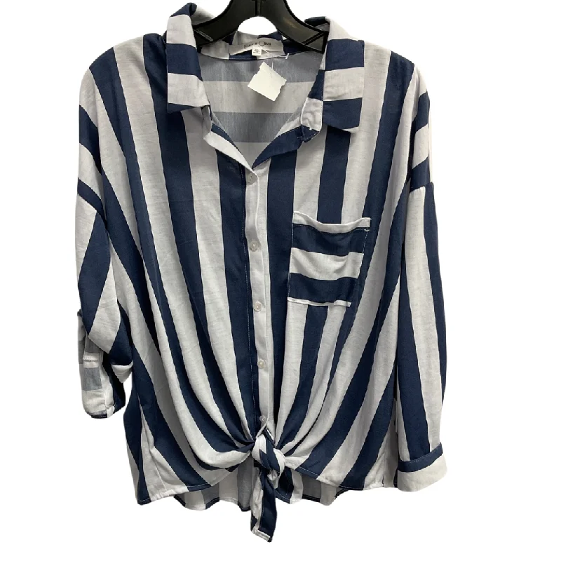 Top 3/4 Sleeve Basic By Eden & Olivia In Blue & White, Size: Xl