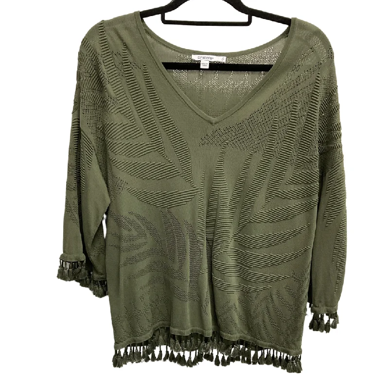 Top 3/4 Sleeve By Chicos In Green, Size: L