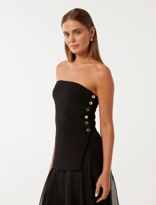 Bianca Button Side Strapless Top