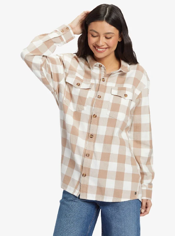 Let It Go Long Sleeve Flannel Shirt - Wild And Free Check