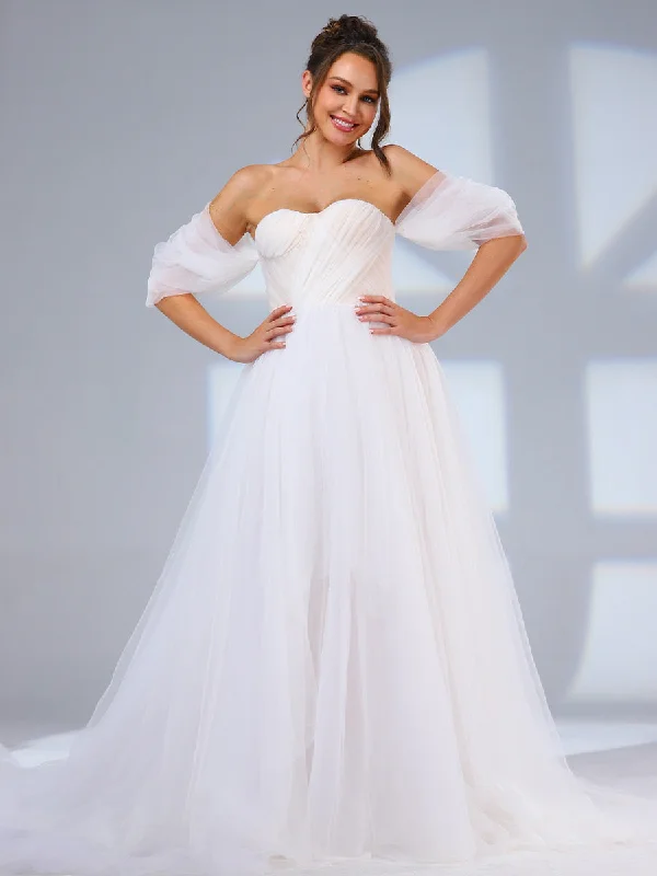 Tulle Ball Gown Wedding Dress A Line Country Off The Shoulder