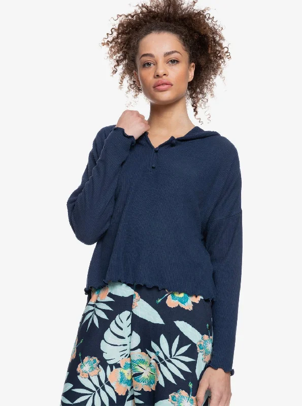 Cozy Day Long Sleeve Rib Knit Top - Mood Indigo