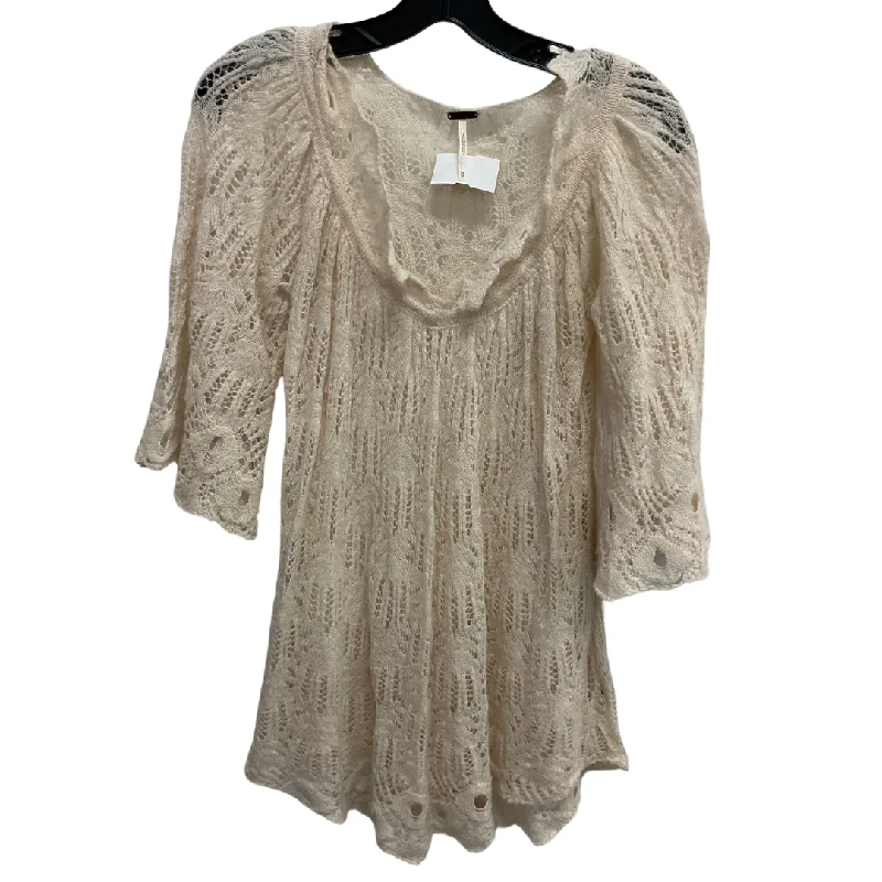 Tunic 3/4 Sleeve By Free People In Cream, Size: Xs