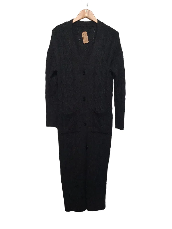 Black Long Length Knitted Cardigan (Size XL)