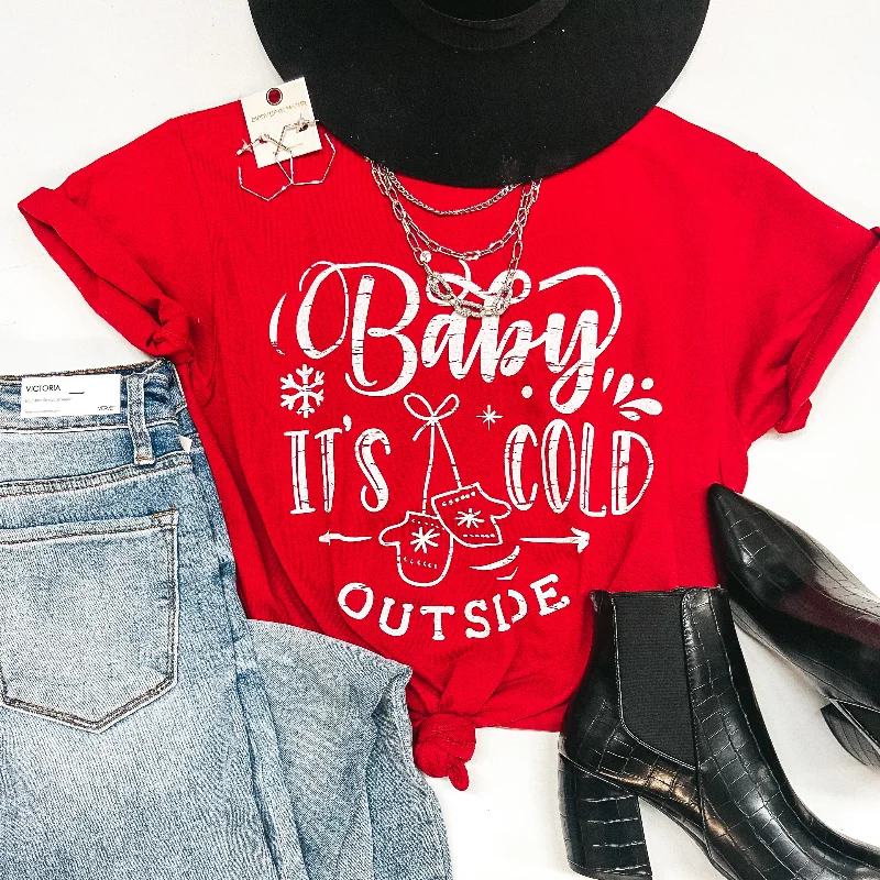 Last Chance Size Small | Baby It's Cold Outside Short Sleeve Graphic Tee in Red