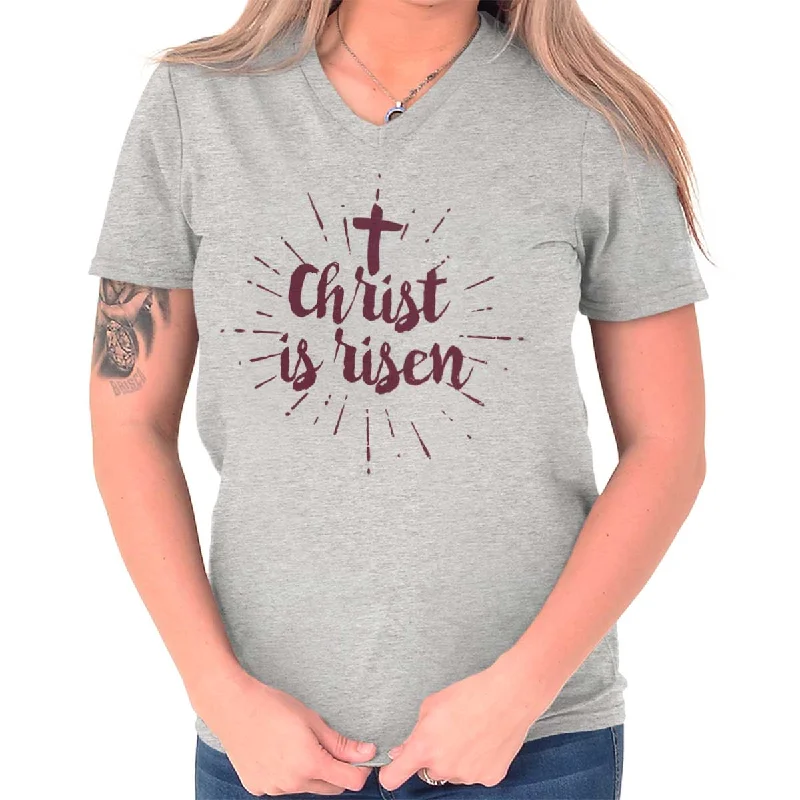 Christ Risen V-Neck T Shirt