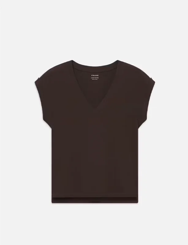 Easy V-Neck Tee, Chocolate Brown