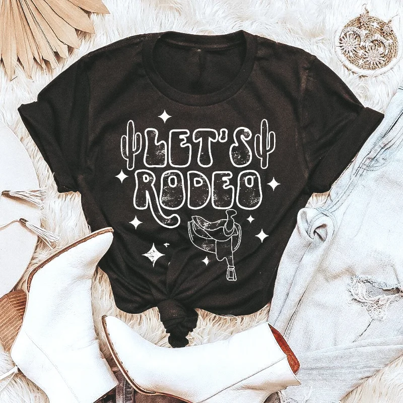 Online Exclusive | Let's Rodeo with Stars and Saddle Graphic Tee in Charcoal Black