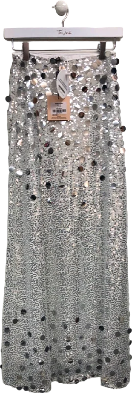 Girl In Mind Silver Sequin Skirt UK 8