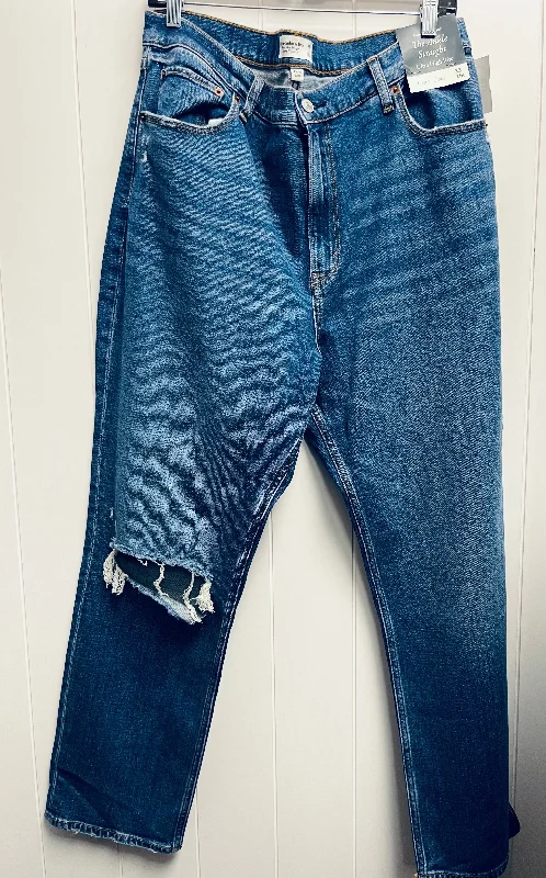 Jeans Straight By Abercrombie And Fitch In Blue Denim, Size: 16