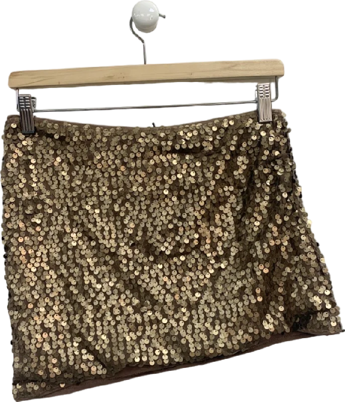 Mars The Label Brown Keyhole Sequin Set Skirt UK 8