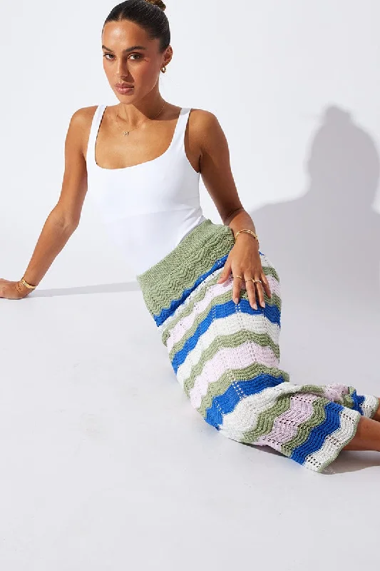 Multi Stripe Knit Skirt Crochet