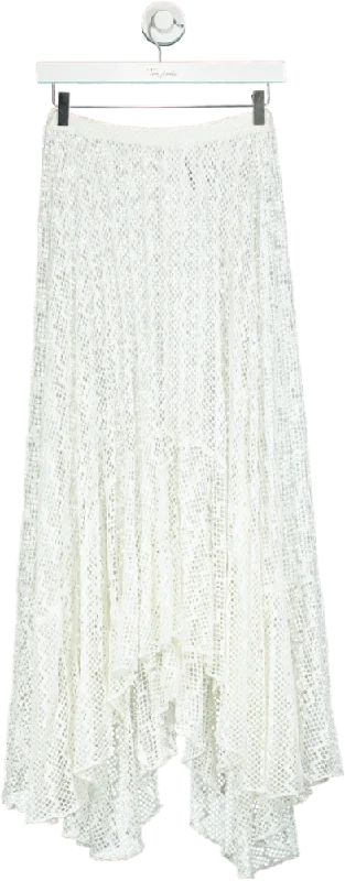 Patbo White Mesh Lace Beack Maxi Skirt UK XS