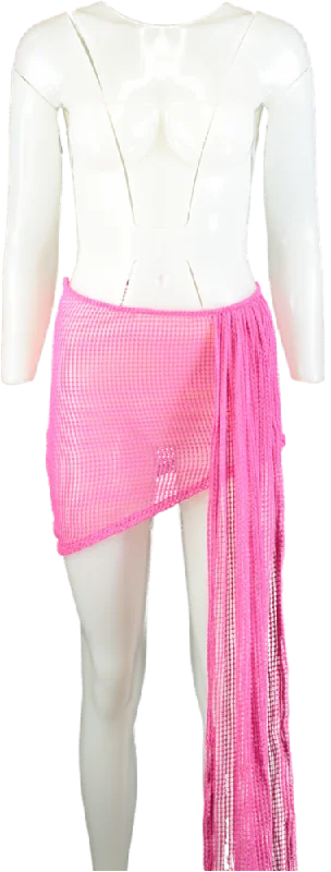 PrettyLittleThing Pink Net Drape Beach Skirt UK 10