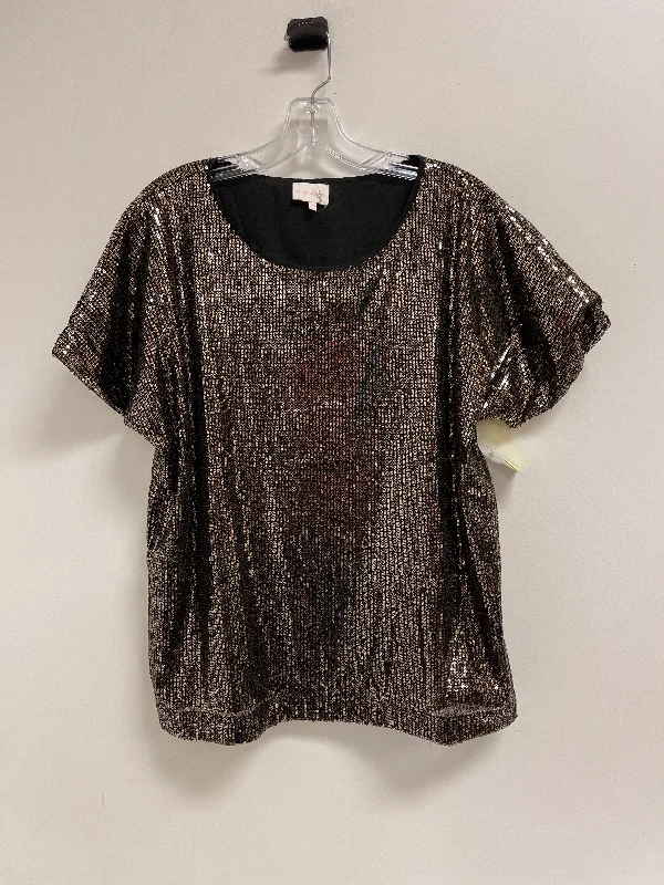 Top Short Sleeve By Entro In Black & Gold, Size: M