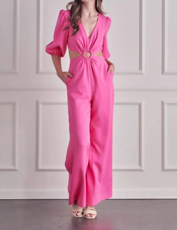 Wildest Dreams O'ring Cut Out Jumpsuit In Pink