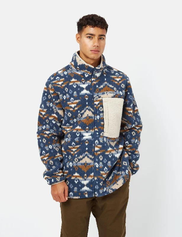 Columbia Mountainside Full Zip Sweater (Rocky Mountain Print) - Dark Blue