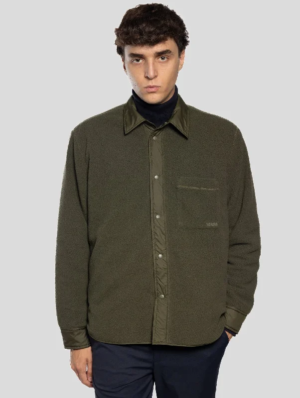 Overshirt Reversibile in Pile e Nylon Ulrik Verde