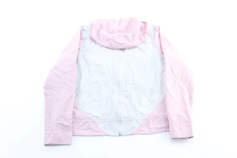 Y2K Women's Nike Embroidered Logo Pink & Grey Zip Up Jacket