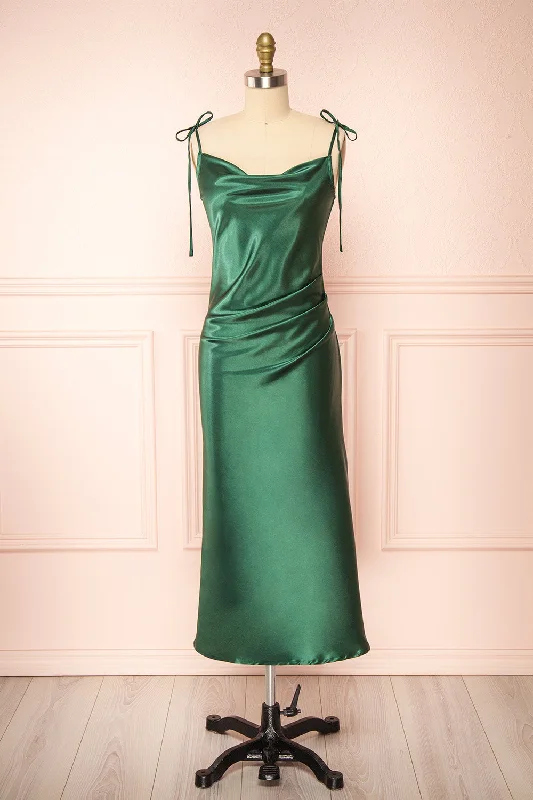 Elyse Green | Cowl Neck Midi Dress