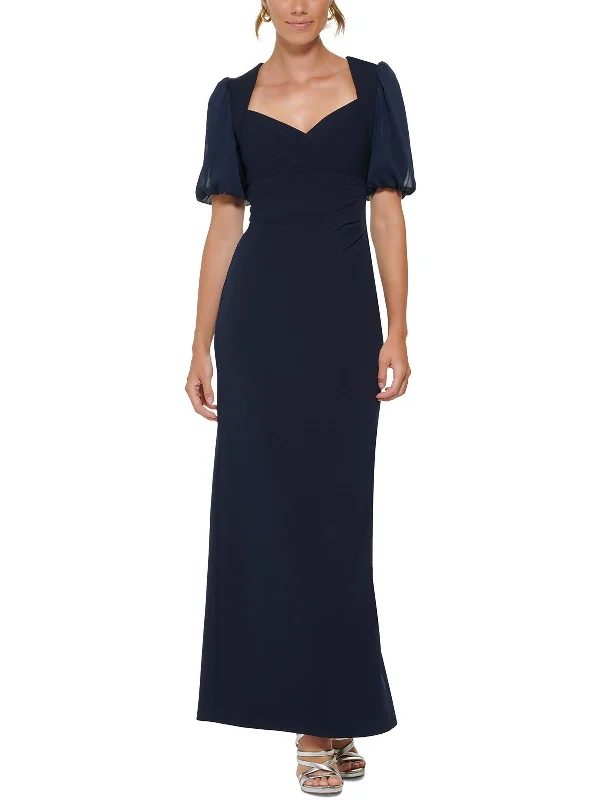 Womens Crepe V-Neck Evening Dress