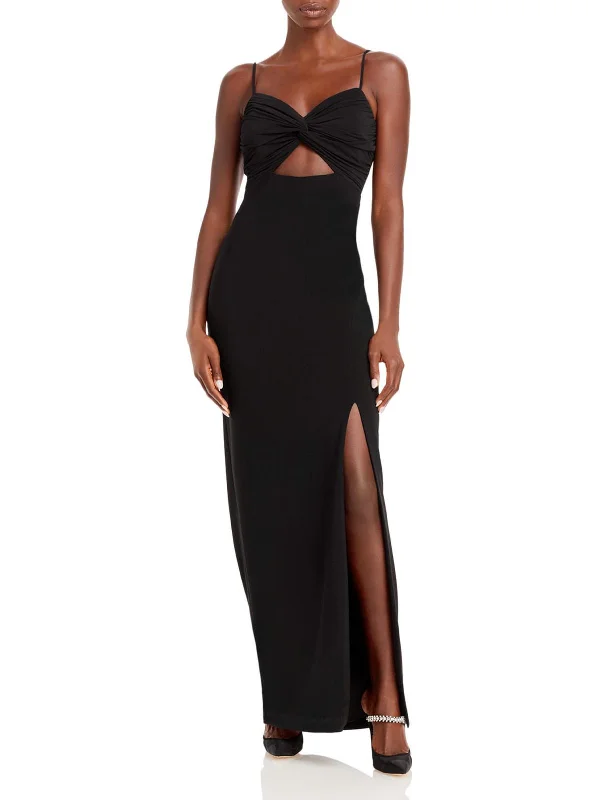 Womens Cut-Out Knot Front Evening Dress