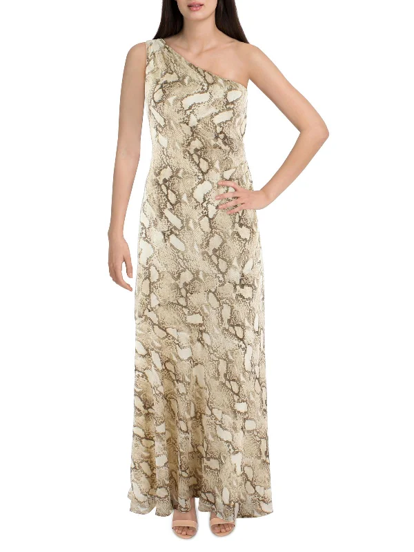 Womens Georgette Snake Print Evening Dress