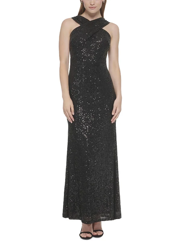 Womens Sequined Long Evening Dress