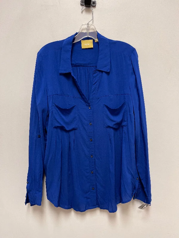 Blouse Long Sleeve By Maeve In Blue, Size: L