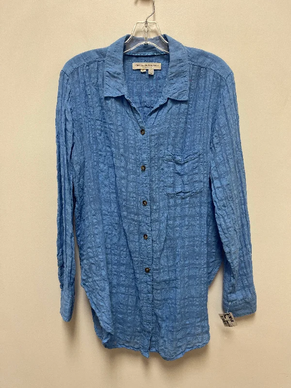 Blouse Long Sleeve By Pilcro In Blue, Size: L