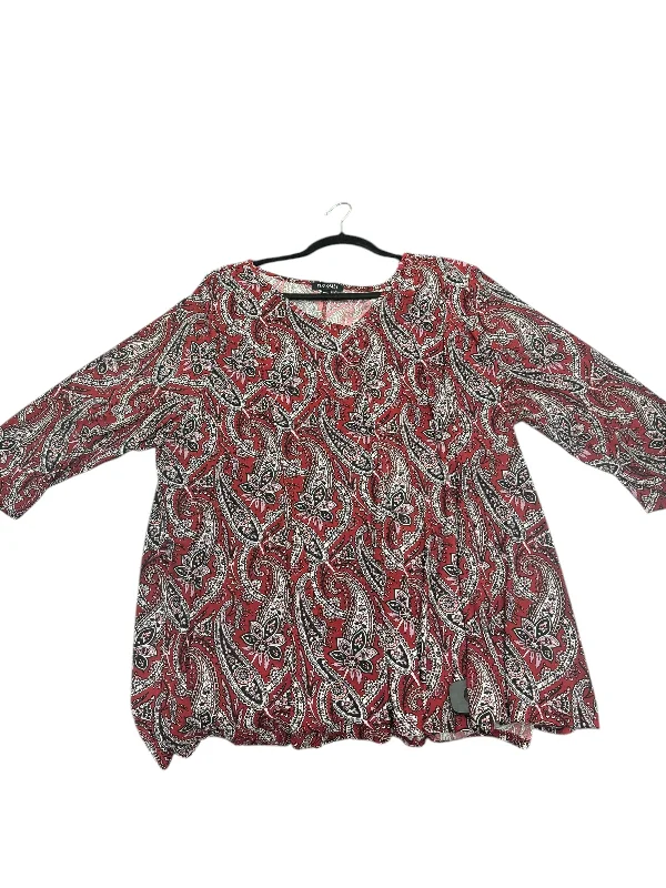 Blouse Short Sleeve By Roz And Ali In Red, Size: 3x