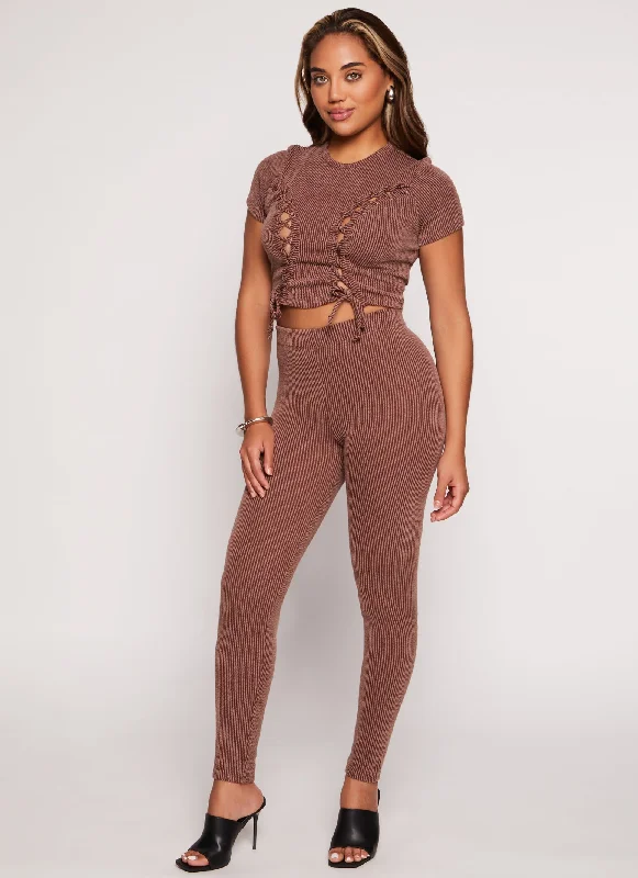 Ribbed Knit High Waist Leggings