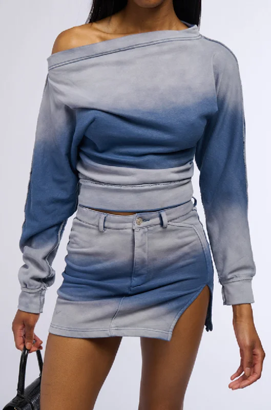 LEONA OMBRE OFF THE SHOULDER SWEATSHIRT