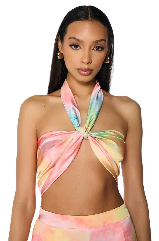 RESORT BADDIE OMBRE PRINT BANDEAU TIE TOP