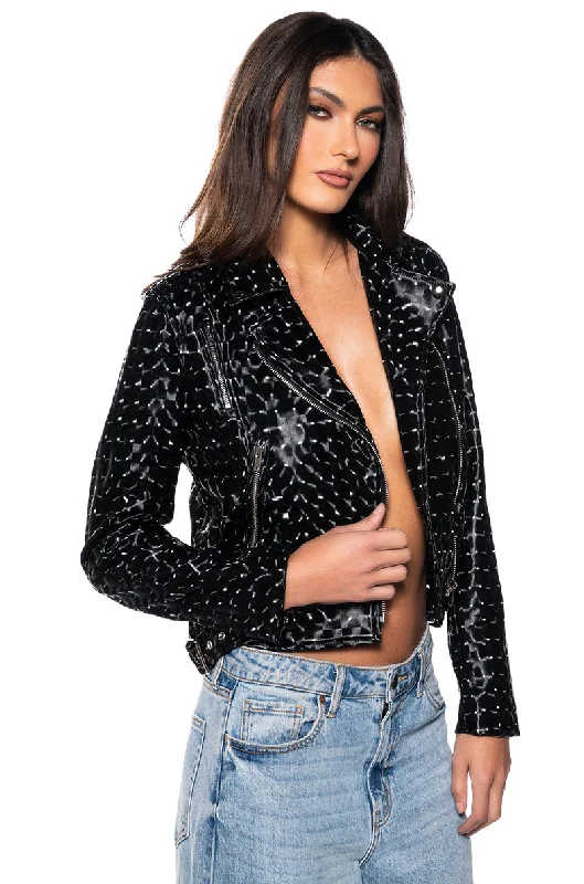 RIO HOLOGRAPHIC PU MOTO JACKET