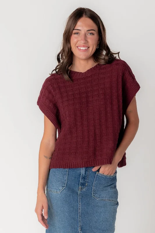 Enza Textured Wine Sweater Vest