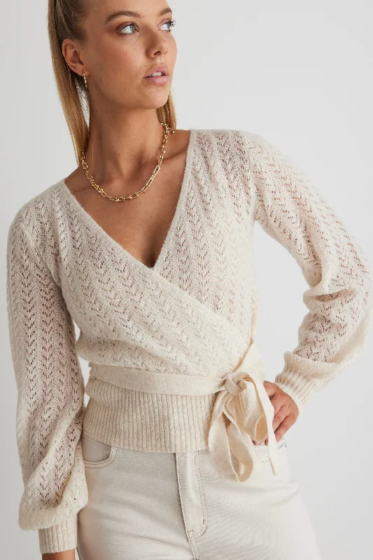 Lacey Ivory Ballerina Fine Open Knit Wrap