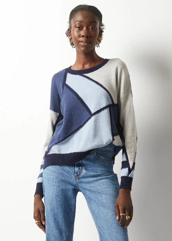 Mosiac Intarsia Sweater - Marine